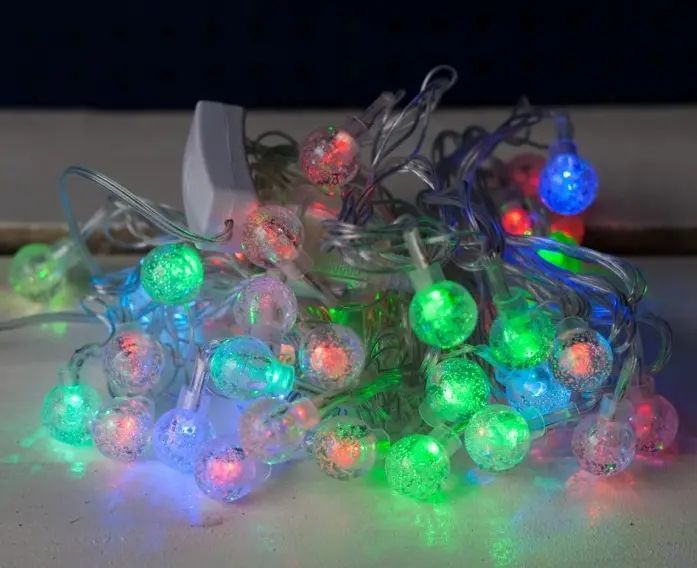 Гирлянда прозрачный шарик 40LED 5м (флеш) 18мм, Новогодняя бахрама, Светодиодная гирлянда, Уличная гирлянда mu13833 фото