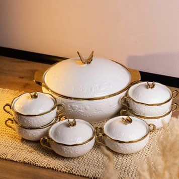 Суповой сервиз на 6 персон супница 3 (л) с бульонницами 300 (мл) тарелки для супа SPW-16 SPW-16 фото