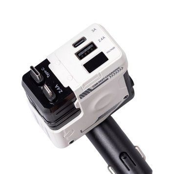 Автомобільний зарядний пристрій MECHA з висувними кабелями та портами USB/Type-C Білий HP-A1W HP-A1W фото