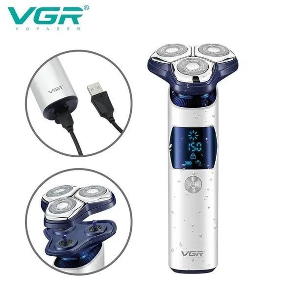 Электробритва VGR V-328 - роторная, водонепроницаемая, LED-дисплей, беспроводная 2055388 фото