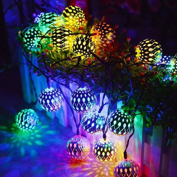 Гирлянда светодиодная Шарик металлический золотой, 20 LED, Мультицвет 2123877 фото