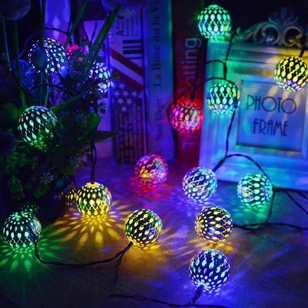 Гирлянда светодиодная Шарик металлический золотой, 20 LED, Мультицвет 2123877 фото