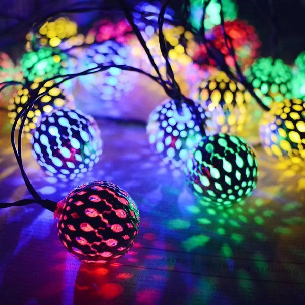 Гирлянда светодиодная Шарик металлический золотой, 20 LED, Мультицвет 2123877 фото