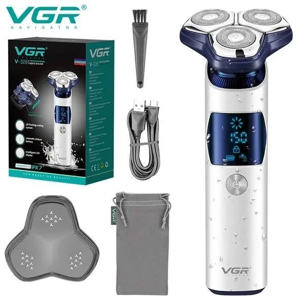 Электробритва VGR V-328 - роторная, водонепроницаемая, LED-дисплей, беспроводная 2055388 фото