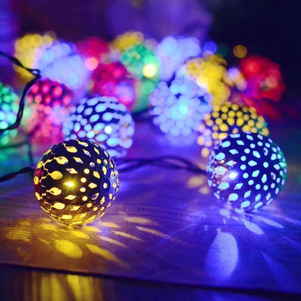 Гирлянда светодиодная Шарик металлический золотой, 20 LED, Мультицвет 2123877 фото