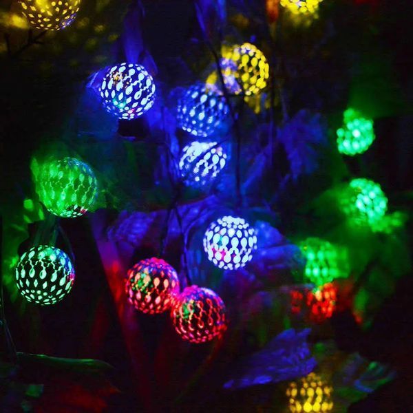 Гирлянда светодиодная Шарик металлический золотой, 20 LED, Мультицвет 2123877 фото