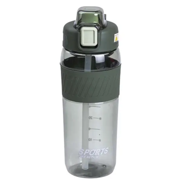 Пляшка для води 600 мл із трубочкою та ручкою Зелена HP-14-42GR HP-14-42GR фото
