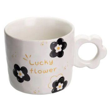 Чашка для чаю та кави порцелянова Lucky Flower 250 мл гарна оригінальна на подарунок Біла Yiwu Білий FM-14D фото