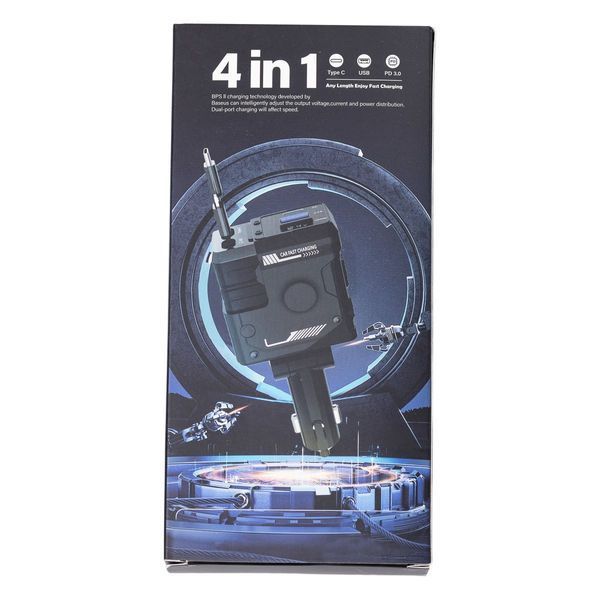 Автомобільний зарядний пристрій MECHA з висувними кабелями та портами USB/Type-C Рожевий HP-A1P HP-A1P фото
