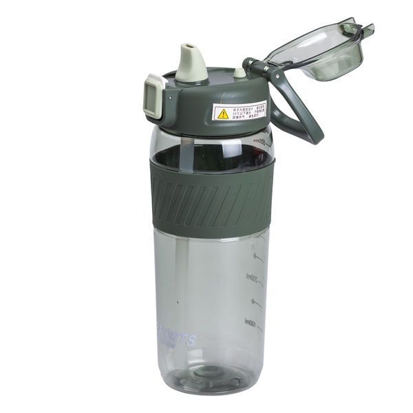 Пляшка для води 600 мл із трубочкою та ручкою Зелена HP-14-42GR HP-14-42GR фото