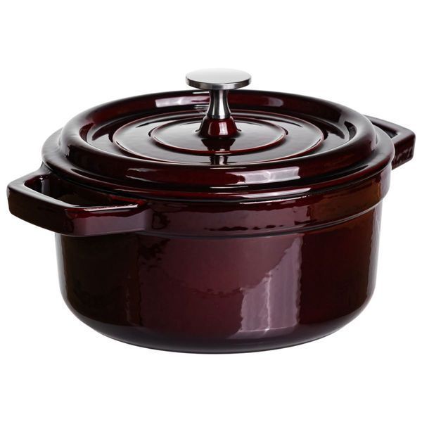 Кокотница чугунная эмалированная 2 л, бургунди Yiwu HP-FLG-8 burgundy HP-FLG-8 burgundy фото