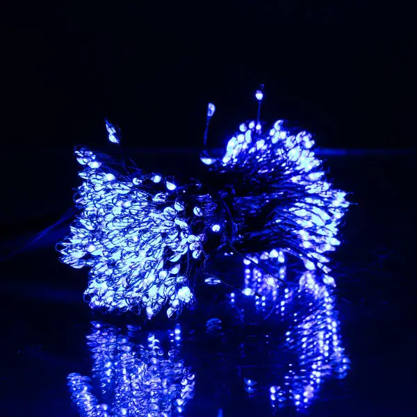 Гірлянда Кінський хвіст Мішура 1200 LED 20 ниток 2 м зелений дріт, синє світло D1200L2MGBL фото