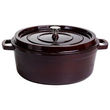 Кокотниця чавунна емальована 7,5 л, бургунді Yiwu HP-FLG-14 burgundy HP-FLG-14 burgundy фото