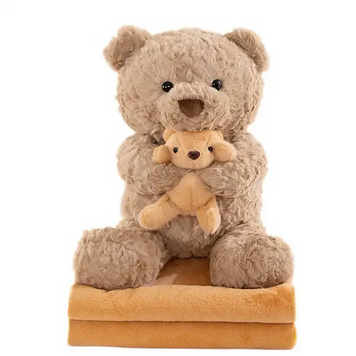 Игрушка-подушка Медведь с малышом и пледом 110x140 см бежевый 509-33P ТМ COLORFUL HOME Бежевий 509-33BE фото