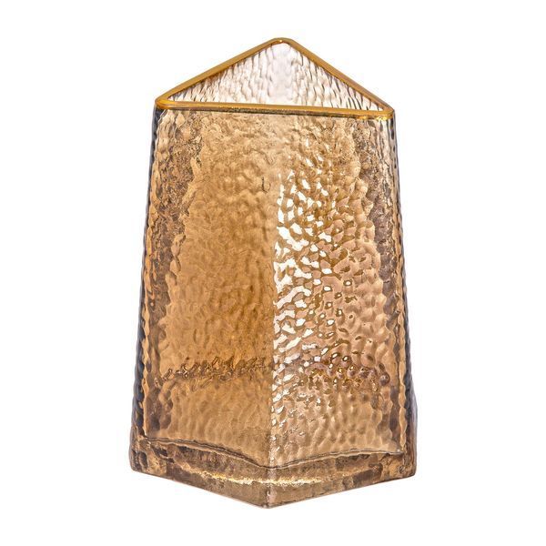 Декоративна трикутна скляна ваза із золотим обідком, 13 x 11, 5 x 15, 5 см Yiwu Золото HP-1710-1 фото