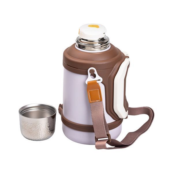 Термос Vacuum Cup 1.5 літра з ремінцем і складною ручкою коричневий HP-14-21V HP-14-21V фото