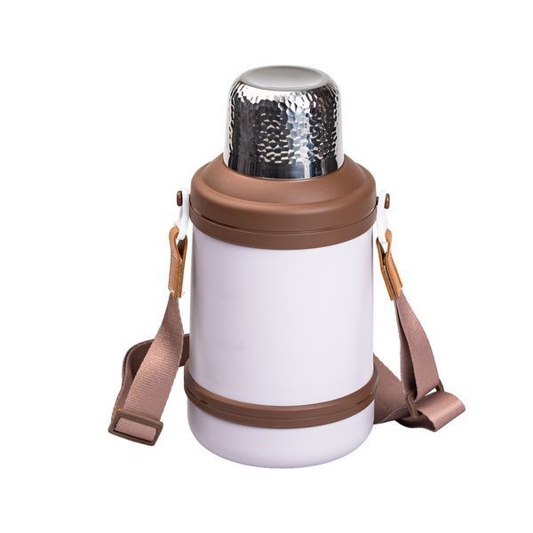 Термос Vacuum Cup 1.5 літра з ремінцем і складною ручкою коричневий HP-14-21V HP-14-21V фото