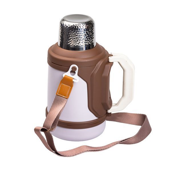 Термос Vacuum Cup 1.5 літра з ремінцем і складною ручкою коричневий HP-14-21V HP-14-21V фото