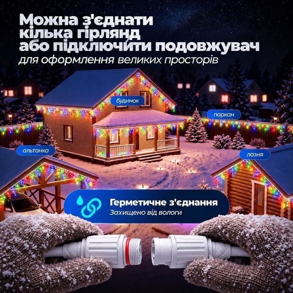 Гирлянда Бахрома уличная 600 LED 36 м от сети белая нить, мультиколор GarlandoPro 36м 36MWML фото