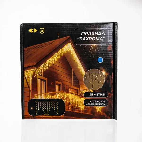 Вулична гірлянда бахрома 25 (м) 750 led світлодіодів зовнішня синя чорний дріт синя 25м 25MBBL фото