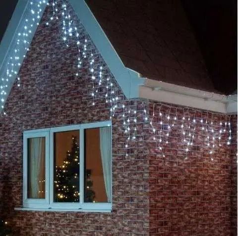 Синий Новогодняя праздничная гирлянда бахрома 120 Led прозрачный провод 3х0.5 м Dyd4141/3 фото