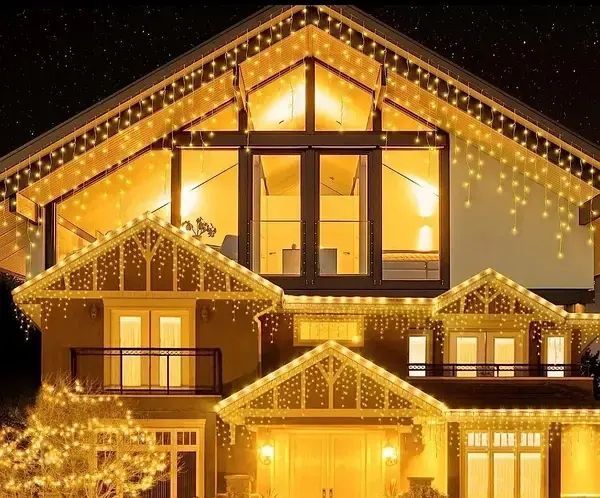 Синий Новогодняя праздничная гирлянда бахрома 120 Led прозрачный провод 3х0.5 м Dyd4141/3 фото