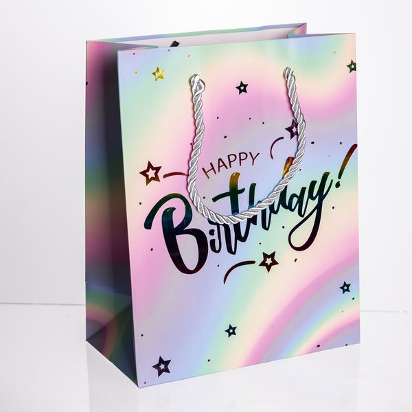Набір подарункових пакетів з паперу 12 (шт) Happy Birthday 18&times;10&times;23 (см) Yiwu Рожевий HP-10359-15 фото