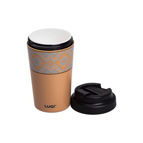 Термочашка Вишиванка з порцелянаовою колбою 380 мл помаранчева HP-14-50O HP-14-50O фото