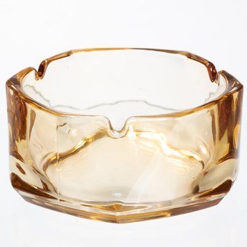 Пепельница стеклянная Diamond Faceted 12 см, карамель HP-34-78 фото
