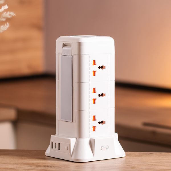 Мережевий фільтр подовжувач 4.8 м з лампою на 9 універсальних розеток з 2 USB, 1 Type-C, бездротова зарядка HP-5-7MF HP-5-7MF фото