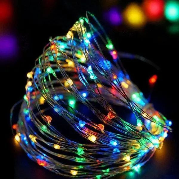 Новогодние гирлянды медная проволочная лампа 100LED 10М БП 5В 220V (СП) RGB RD-7110 mu13811 фото