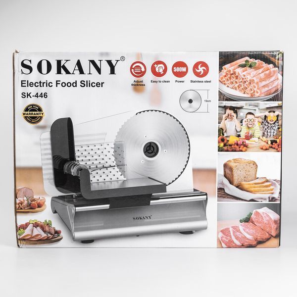 Слайсер професійний Sokany 500 Вт скиборізка для м'яса SK-446 SK-446 фото