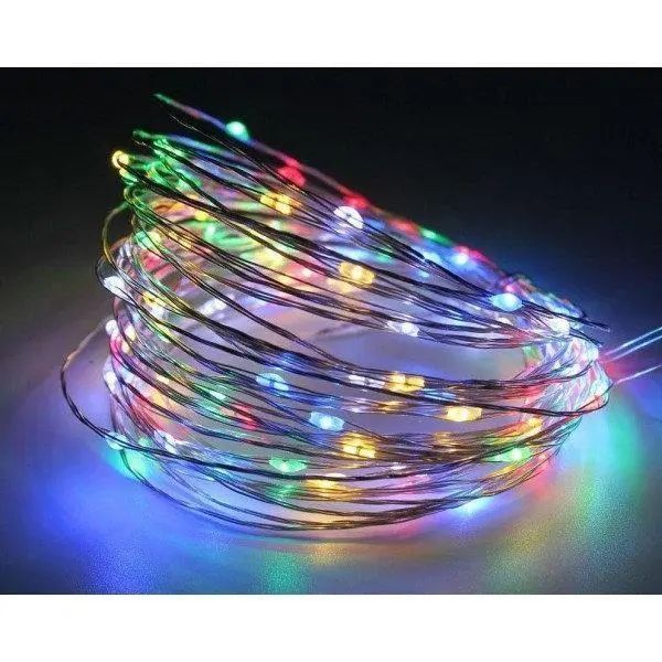 Новогодние гирлянды медная проволочная лампа 100LED 10М БП 5В 220V (СП) RGB RD-7110 mu13811 фото