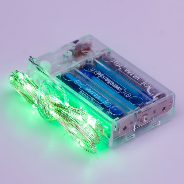 Светодиодная гирлянда Роса Нитка 100 LED, 10 м на батарейках, зеленая для декора 1733031GR фото