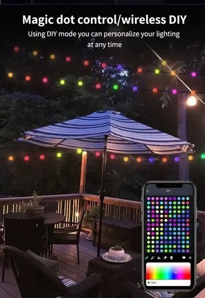 Гірлянда на ялинку матова кулька 10 метрів з пультом Usb Bluetooth управління з телефону модель (SFK-03) M16899 фото