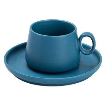 Чашка з блюдцем порцелянова 300 мл Синя HP7209BL HP7209BL фото