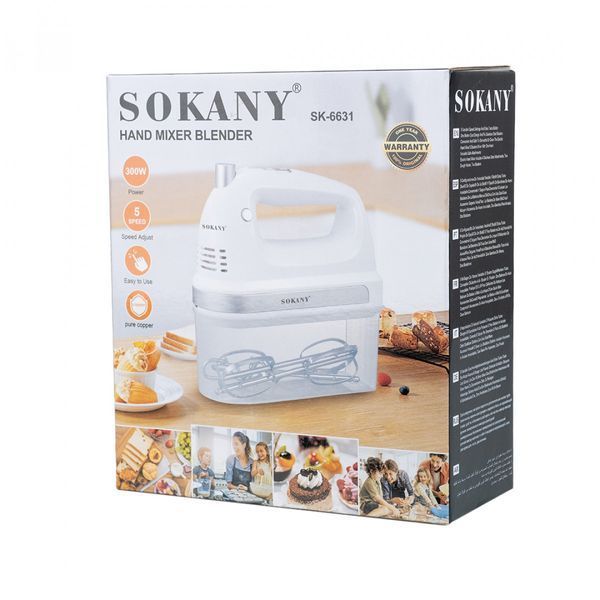 Миксер ручной Sokany с двумя насадками 400Вт SK6631W SK6631W фото