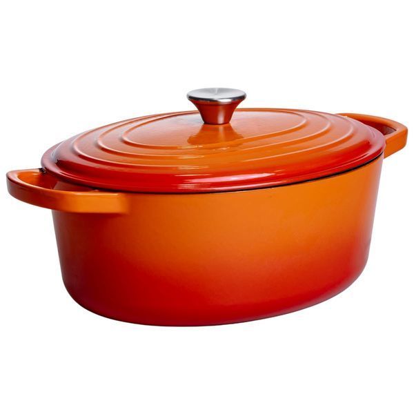 Гусятница чугунная эмалированная 6 л, оранжевый Yiwu HP-FLG-17 ORANGE HP-FLG-17 ORANGE фото