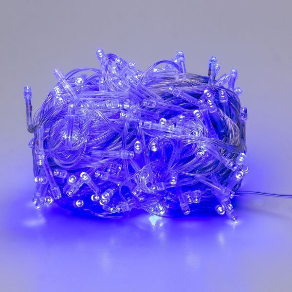 Светодиодная гирлянда-нить 500 LED 22 метра синее свечение, прозрачный кабель W500LEDBL фото